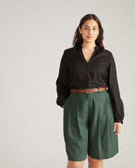 Avalon Linen Blend Blouse - Black