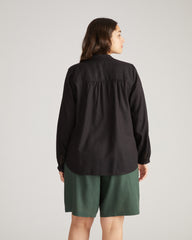Avalon Linen Blend Blouse - Black