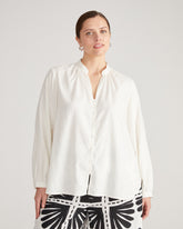 Avalon Linen Blend Blouse - Natural White
