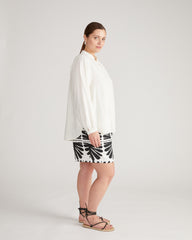Avalon Linen Blend Blouse - Natural White