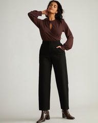 Audrey Relaxed Uniform Ponte Workpant - Black