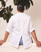 Button Back Poplin Polo Shirt - White