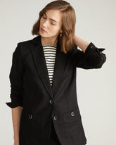 Coastal Linen Blend Blazer - Black