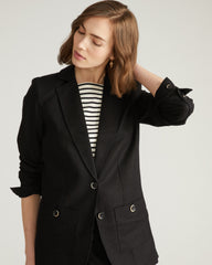 Coastal Linen Blend Blazer - Black