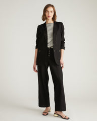 Coastal Linen Blend Pants - Black