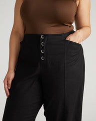 Coastal Linen Blend Pants - Black