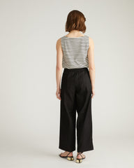 Coastal Linen Blend Pants - Black