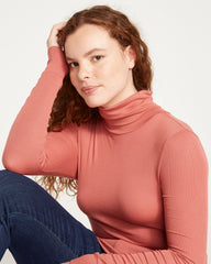 Cloud Rib Turtleneck - Terracotta