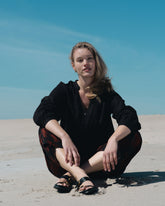 Avalon Linen Blend Blouse - Black