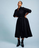Claire Stretch Poplin Shirtdress - Black