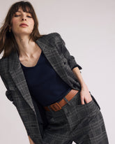 4 Pocket Ponte Blazer - British Plaid