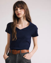 Carey Ribbed Sweetheart Tee - Navy