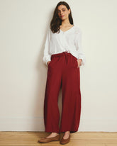 Cosma Barrel Leg Linen Blend Pants - Vibrant Red