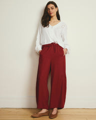 Cosma Barrel Leg Linen Blend Pants - Vibrant Red