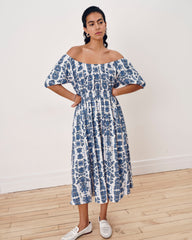 Andrea Linen Blend Dress - Rococo Beach Print