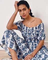 Andrea Linen Blend Dress - Rococo Beach Print