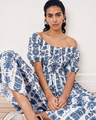 Andrea Linen Blend Dress - Rococo Beach Print