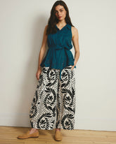 Cosma Barrel Leg Linen Blend Pants - Vine Print