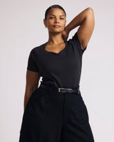 Carey Ribbed Sweetheart Tee - Espresso