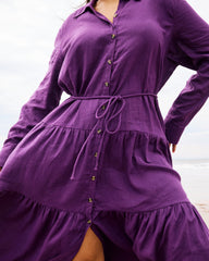 Alix Linen Blend Shirtdress - Dreamy Purple