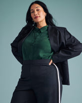Cooling Stretch Cupro Oversized Artist Shirt - Forest Green