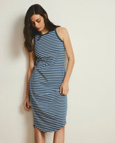 Cai High Neck Tank Dress - Ink Blue/White Stripe