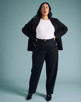 Audrey Relaxed Uniform Ponte Workpant - Black with Gold Buttons