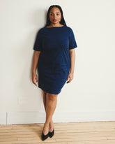 Belle Breton Stripe Jersey Dress - Deep Teal/Black Stripe