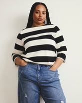 Belle Breton Stripe Jersey Tee - Ecru/Black Rugby Stripe