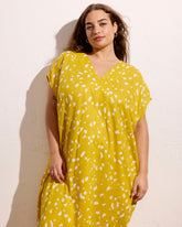 Cabana Linen Blend Kaftan - Yellow Confetti Print