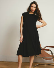 Capri Divine Jersey Flared Dress - Black