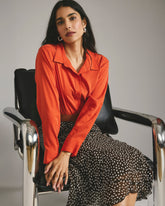 Cooling Stretch Cupro Oversized Artist Shirt - Orange Flame