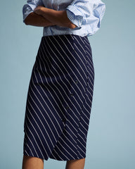 Anya Ponte Skirt - Navy Pinstripe