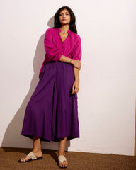 Avalon Linen Blend Blouse - Hyper Pink