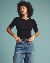 Classic Ribbed Tee - Black