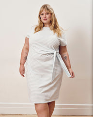 Crescent Breton Stripe Knot Dress - Pale Blue/White Stripe