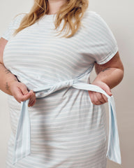 Crescent Breton Stripe Knot Dress - Pale Blue/White Stripe