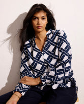 Avalon Linen Blend Blouse - Geometrica Print
