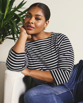 Belle Breton Stripe Jersey Tee - Black/White Stripe