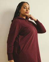 Bree Hooded Sweatshirt Dress - Black Cherry