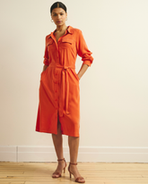 Cooling Stretch Cupro Savannah Dress - Orange Flame