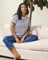 Breton Stripe Garcon Tee - White/Cenote Stripe