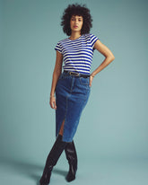 Ashley Cap Sleeve Tee - Hammersmith Blue/White Stripe