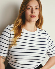 Classic Ribbed Tee - Nautical Navy Stripe