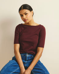 Bella Boatneck Tee - Black Cherry