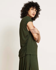 Alida Draped Liquid Jersey Top - Coratina Green