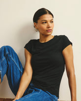 Ashley Cap Sleeve Tee - Black