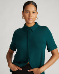 Chelsea Liquid Jersey Short Sleeve Shirt - Forest Green