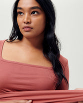 Cloud Rib Short Sleeve Square Neck Tee - Terracotta