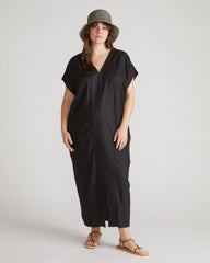 Cabana Linen Blend Kaftan - Black